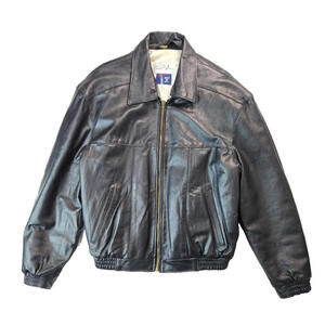 Count Sini Vintage 70s Black Soft Lambs Leather Bomber Jacket Men Large L 42 Reg